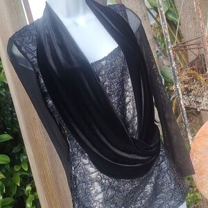Celine Elegant Black And Silver Sheer Sleeve Top XS